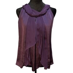 Violet & Claire Sleeveless Purple High-Neck Ruffled Blouse‎ – Size S – EUC